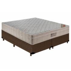 Cama Box Queen Bipartido Suede + Colchão Ortobom Airtech Molas Ensacadas 158x198x65 Marrom