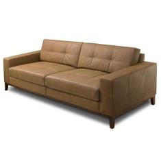 Sofá 3 Lugares Para Sala Living 210cm Ronie L08 Couro Camel - Mpozenato
