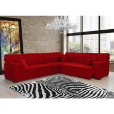 Sofá Magno 3.32x2.57m De Canto, Retrátil E Reclinável - Vermelho