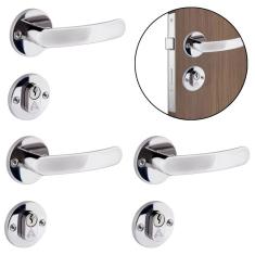 Fechadura Para Porta Externa Perfil Redondo Aço Inox 04 Un