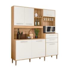 Cozinha Compacta Salsa 6 Portas 2 Gavetas Freijó/Off White Cristal - N