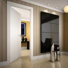 Kit Porta de Madeira Lisa Laqueada 210cmx80cm Moldufama Esquerda Branco