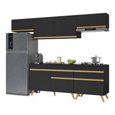 Cozinha Completa 5 peças c/Armário e Balcão Mp3708 Veneza Gb Preta
