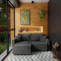 Sofá Cama Retrátil e Reclinável Onix 220 cm Joli Grafite