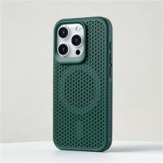 Capa magnética de malha de dissipação de calor para iPhone 15Pro Max 14 13 12 Pro Max Capa de carregamento sem fio respirável com resfriamento, T6, para iPhone 13Pro Max