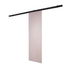 Porta De Correr Branco Prime Com Kit Alumínio Preto - 210x70