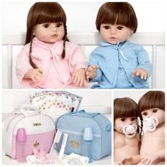Bonecos Gêmeos Reborn Recém Nascidos Com Bolsa Maternidade - Cegonha R