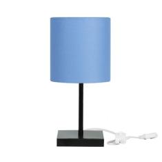 Abajur Eros Cilindrico Azul Base Toda Preta Quadrada - MARRYLUZ
