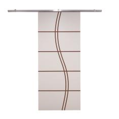 Porta De Correr Branco Prime Frisada Kit Alumínio Fs Duplo - 210x80