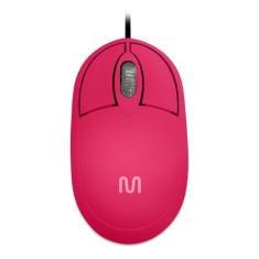 Mouse Com Fio Classic Conexão USB 1200dpi Cabo de 120cm 3 Botões Rosa - MO304