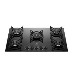 Cooktop 5 Bocas Gás Electrolux Mesa de Vidro Efficient Tripla Chama e Grade Aço Fosco (KE5GT) Bivolt