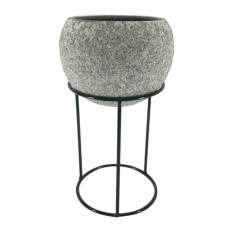 Cachepot De Cerâmica Com Suporte De Metal 30cm