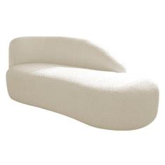 Divã Recamier Curvo Luna 140cm Lado Direito Linho - Adj Decor Cor Bege