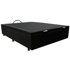 Base Box Baú Para Cama Viúva 128x188cm Liz S05 Suede Bordado Preto - Mpozenato