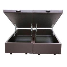 Base Box Baú Casal Bipartido Sintético Marrom 39x138x188