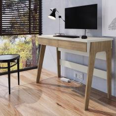 Escrivaninha para Escritório 104cm Primazzia Carvalho Mel/Off White