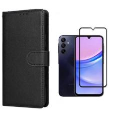 Capa Capinha Carteira Preta + Película de Vidro 3D Para Samsung Galaxy