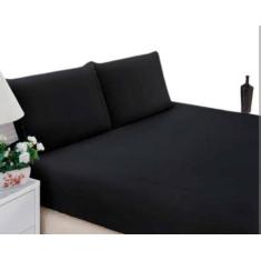 Lençol King 3 Peças PREMIUM - lençol king 3 peças micro liso, Preto, 2