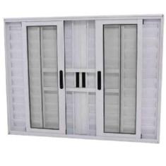 Janela Veneziana 6 Folhas Alumínio Branco 1.20 x 2.00 Linha 25 com Gra