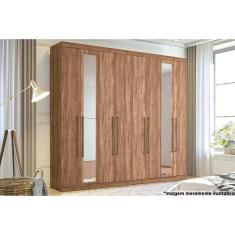 Guarda Roupa Casal 8 Portas (2 c/ Espelho) e 4 Gavetas Master Vip 8.4 Atacama-Jatobá - Santos Andirá