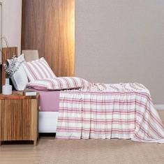Jogo De Cama 100% Algodão Marin Queen 04 Peças Rosê