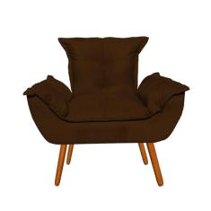 Poltrona Decorativa Opala Sala De Estar Suede Marrom - Neros Interiore