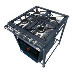 Fogão Industrial 4 Bocas 30x30 P5 Grelha Aço Forno t. Vidro