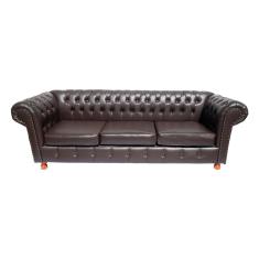 Sofa Chesterfield Luiz xv Marrom Cafe 2.30M Sala Recepcao Barbearia