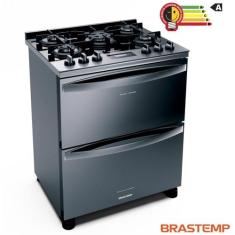 Fogão de Piso Brastemp 5 Bocas Inox Duplo Forno 220V BFD5VCRRNA