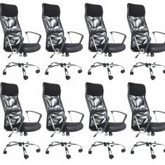 Kit 8 Cadeira de Escritorio Presidente Comfort Preto