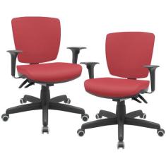 Kit 2 Cadeiras de Escritório Executiva Office Giratória Preto Baixa Fl