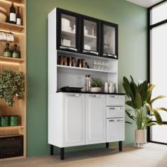 Cozinha Compacta em Aço 6 Portas (sendo 3 de Vidro) 2 Gavetas 105cm Pr