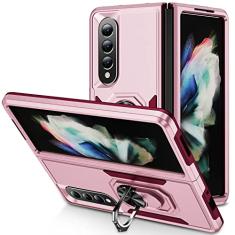 SORAKA Capa para Samsung Galaxy Z Fold4 com anel de apoio para os pés Capa rígida de PC Capa de TPU macio para amortecedores Capa Samsung Galaxy Z Fold4 Capa robusta