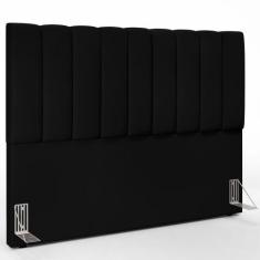 Cabeceira Cama Box Queen 160 cm Dália W01 Suede Preto - Lyam Decor
