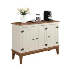 Balcão de Madeira Maciça 3 Portas - Apaixone&Decore, Off White