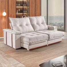 Sofás Retrátil e Reclinável 4 Lugares Modulado 250cm Pillow Top e Pés 