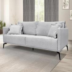 Sofá 2 Lugares 160cm Linho Lion Escandinavo Cinza Grigio - Spezzia Dec