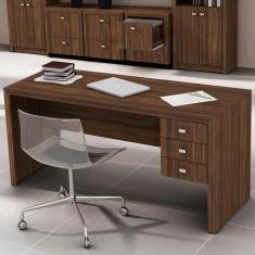 Mesa Para Escritório 3 Gavetas Me4113 Nogal - Tecno Mobili