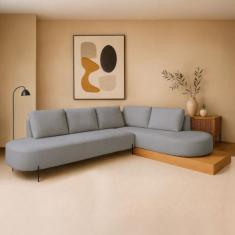 Sofá de Canto Boreal Base de Madeira Direito Bouclé - Ecosono