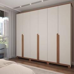 Guarda-Roupa Casal Calábria 6 Portas 6 Gavetas Nature/Off White - Pano