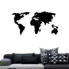 Quadro Decorativo Vazado Mapa Mundi Político MDF 6mm Marrom