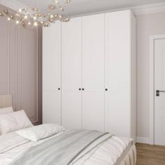 Guarda Roupas Modulado 4 Portas Internacionais Hera Cabecasa MadeiraMadeira Branco Geada