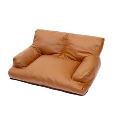 Sofá-cama de luxo de couro PU para animais de estimação, camas laváveis para gatos e cães médios e pequenos até 15 kg, camas para cães com fundo antiderrapante, sofá fofo para gatos (C: 80 x 60