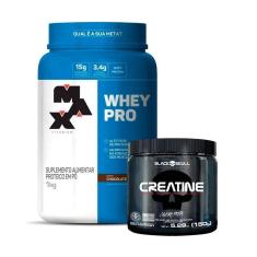 Combo Whey Protein Max Titanium 1kg e Creatina BlackSkull 150g-Unissex