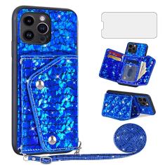 Asuwish Capa de celular para iPhone 13 Pro Max 2021 6,7 polegadas capa carteira com protetor de tela e suporte para cartão de crédito brilhante celular iPhone13promax 5G i Phone13Max Plus iPhone13