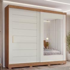 Guarda-roupa Casal 2 Portas de Correr 8 Gavetas com Pés 100% Mdf Siena Espresso Móveis Cinamomo/Off White