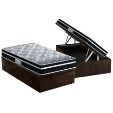 Cama Box Baú Solteiro: Colchão Espuma D33 Probel /EP ProDormir Advanced Tech1500 Plus + Base CRC Suede Brown(88x188)