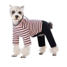 Casaco de inverno para cães, casacos quentes de algodão para clima frio, pijamas listrados de gola redonda, macacão para cães de manga comprida, roupas de inverno para cães pequenos e médios, macacão