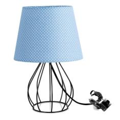 Abajur Cebola Dome Azul/bolinha Com Aramado Preto - MARRYLUZ