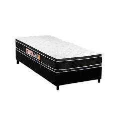 Cama Box Solteiro: Colchão Espuma Castor D33 Black E White Double Face + Base Black(88X188)